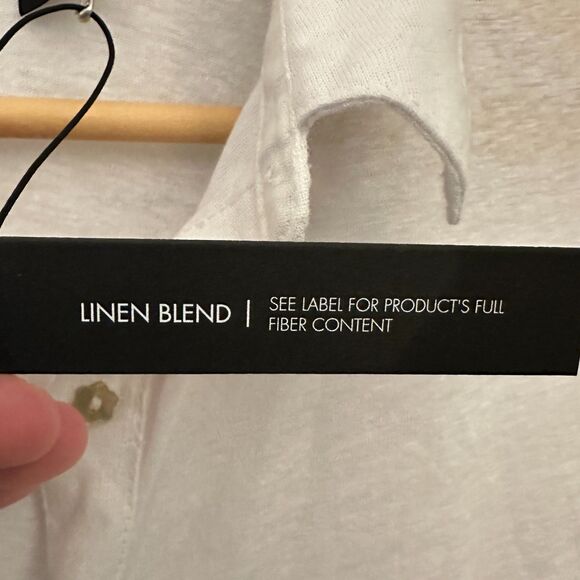 Tahari White Linen Blend Button Up Lightweight Tunic Swim Cover Up Size L NWT - Picture 8 of 9